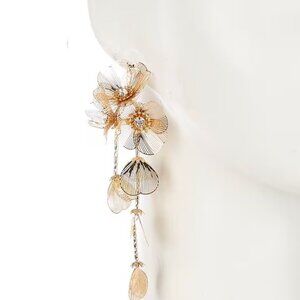 Natasha Couture Gold Floral Statement Earrings